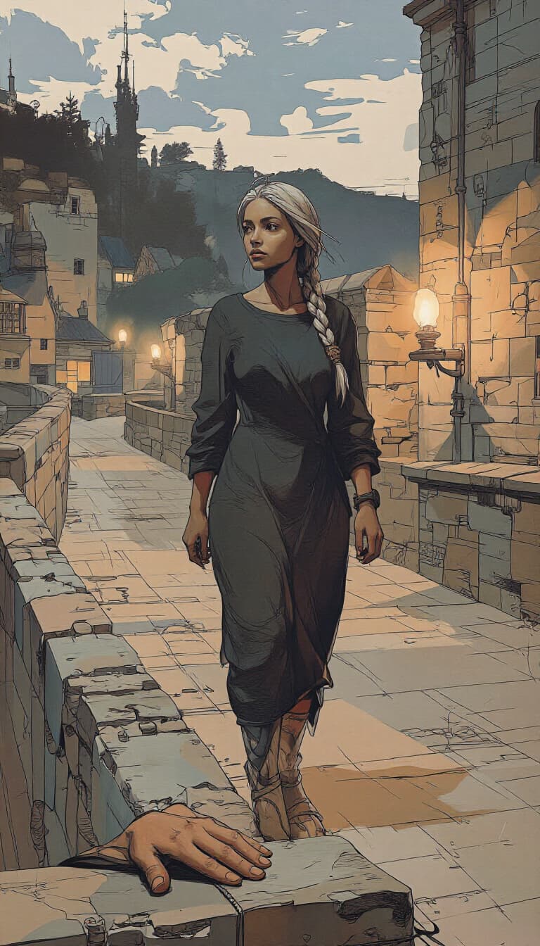 Run 2, day 55: on the battlements at dusk, the same confession to Liraen