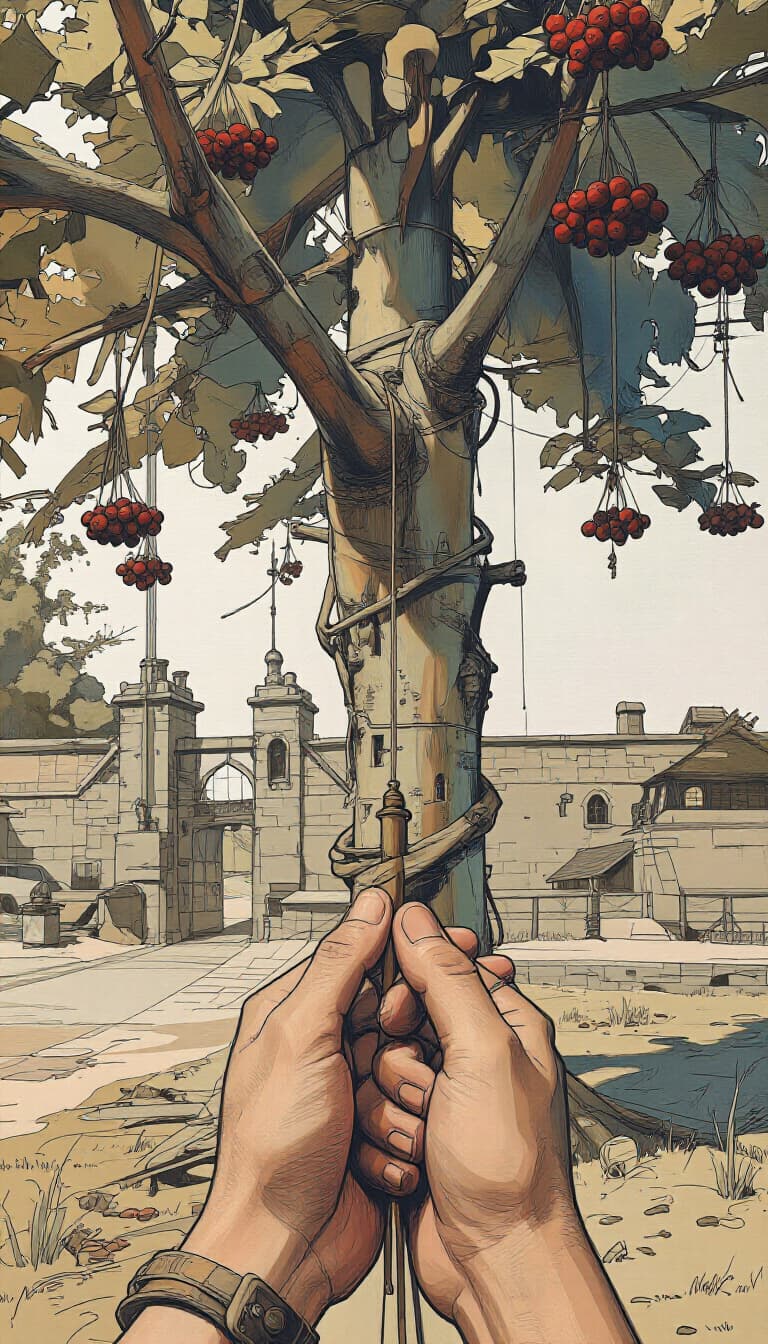 Day 12: the bare branch — only the cord remains tied to the wood