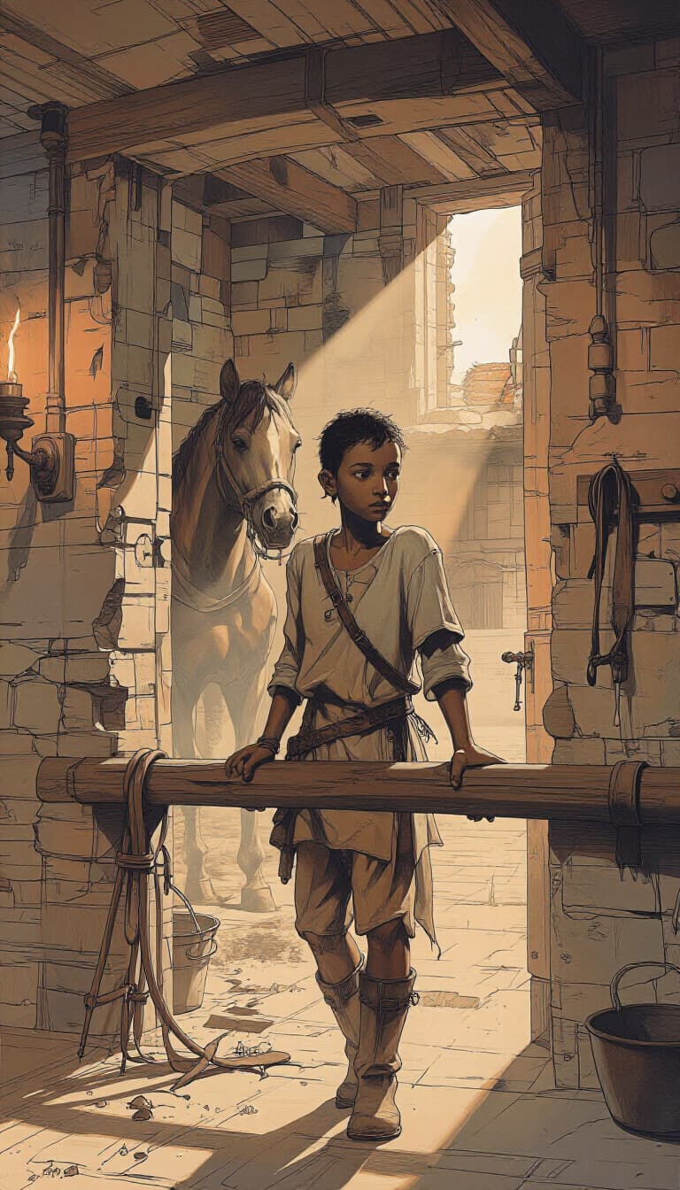 At the stable, the real name — Veyra — comes back on its own in the conversation with Tobbe